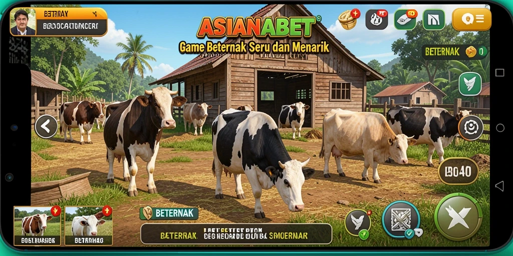 Tampilan antarmuka menarik ASIANABET dengan fungsi Beternak yang mudah digunakan.