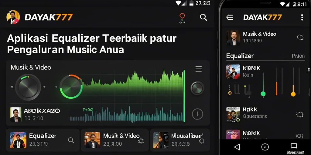Tampilan antarmuka pengguna DAYAK777 dengan berbagai fitur Equalizer.
