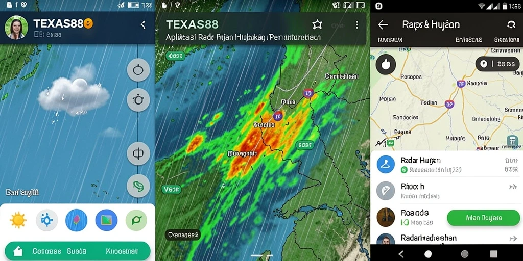 Antarmuka aplikasi TEXAS88 menampilkan radar hujan yang akurat dan informatif.