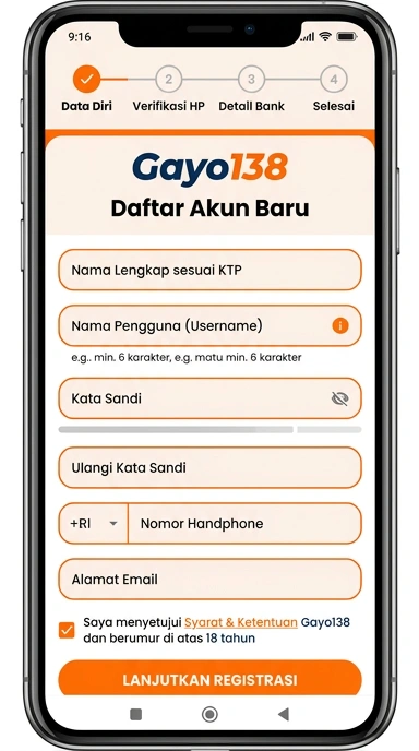 Panduan Registrasi Akun gayo138 untuk Pengguna Android